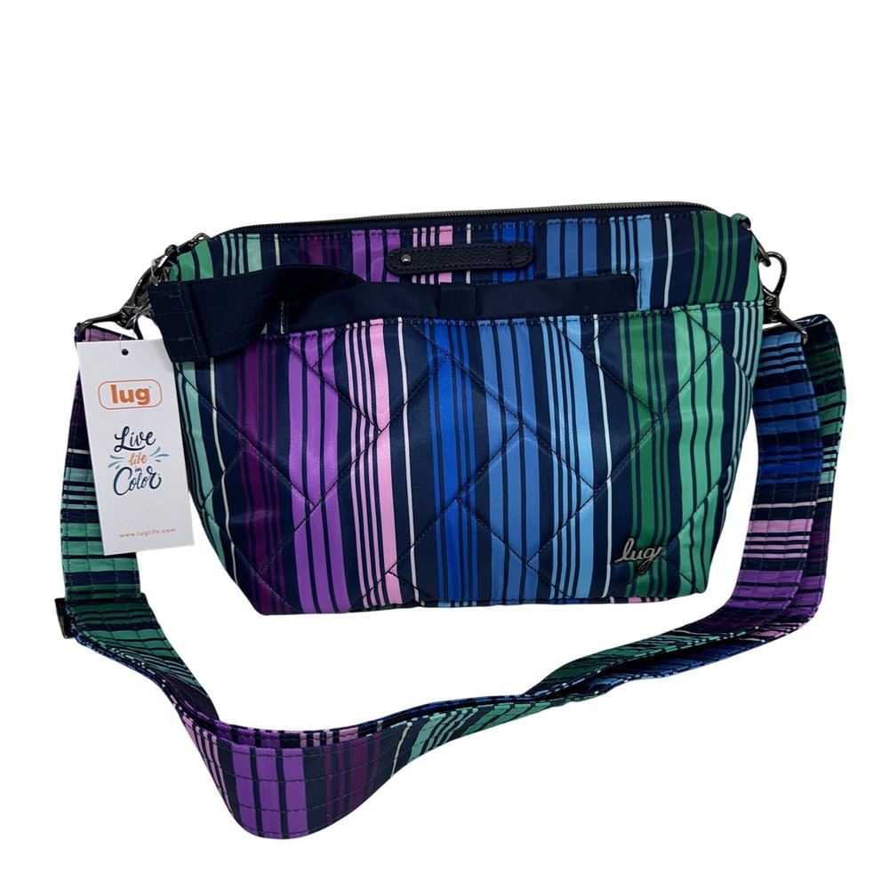 Lug Flare 2 Crossbody Bag Multi Color Striped Quilted Adjustable Strap NWT
